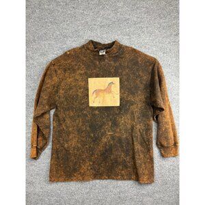 Brown Tie-Dye Horse Print Women's Top